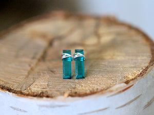 Teal Quartz Bar Studs