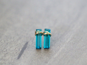 Teal Quartz Bar Studs