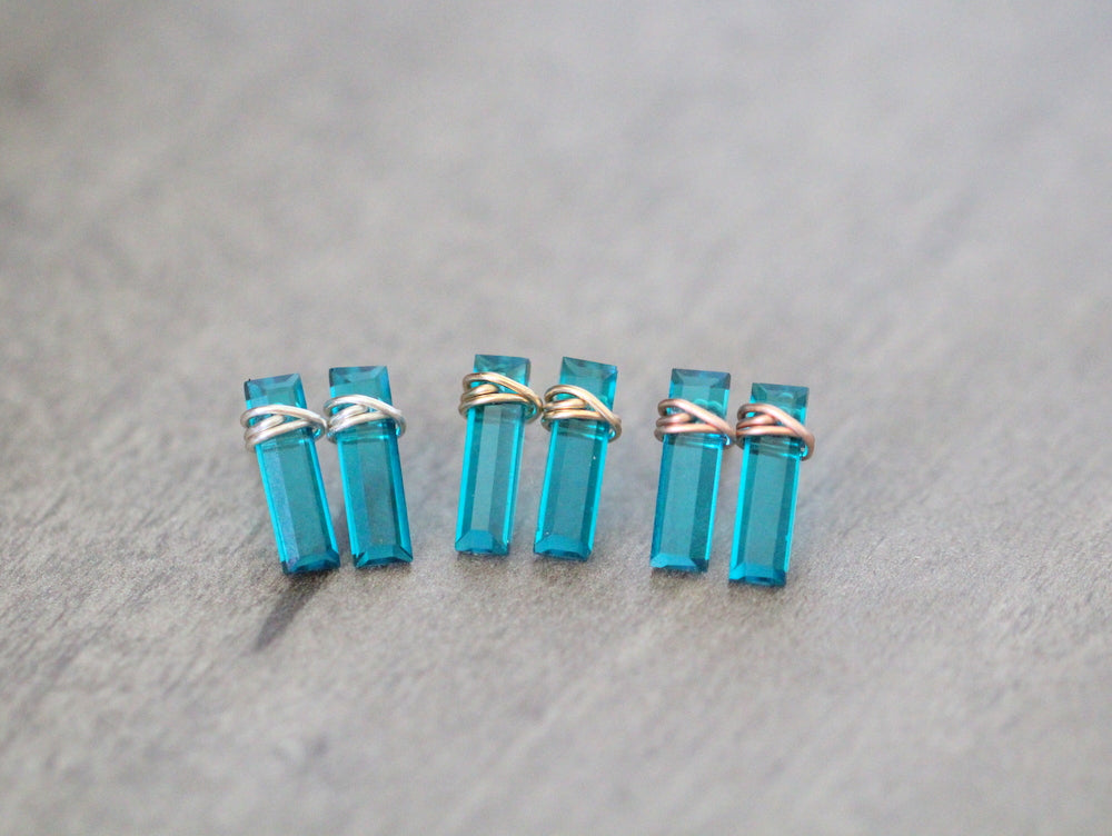 Teal Quartz Bar Studs