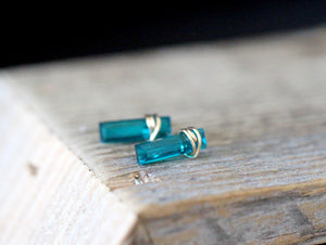 Teal Quartz Bar Studs