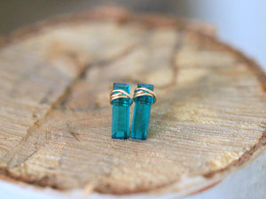 Teal Quartz Bar Studs