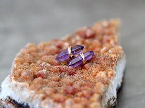 Crest Studs - Amethyst