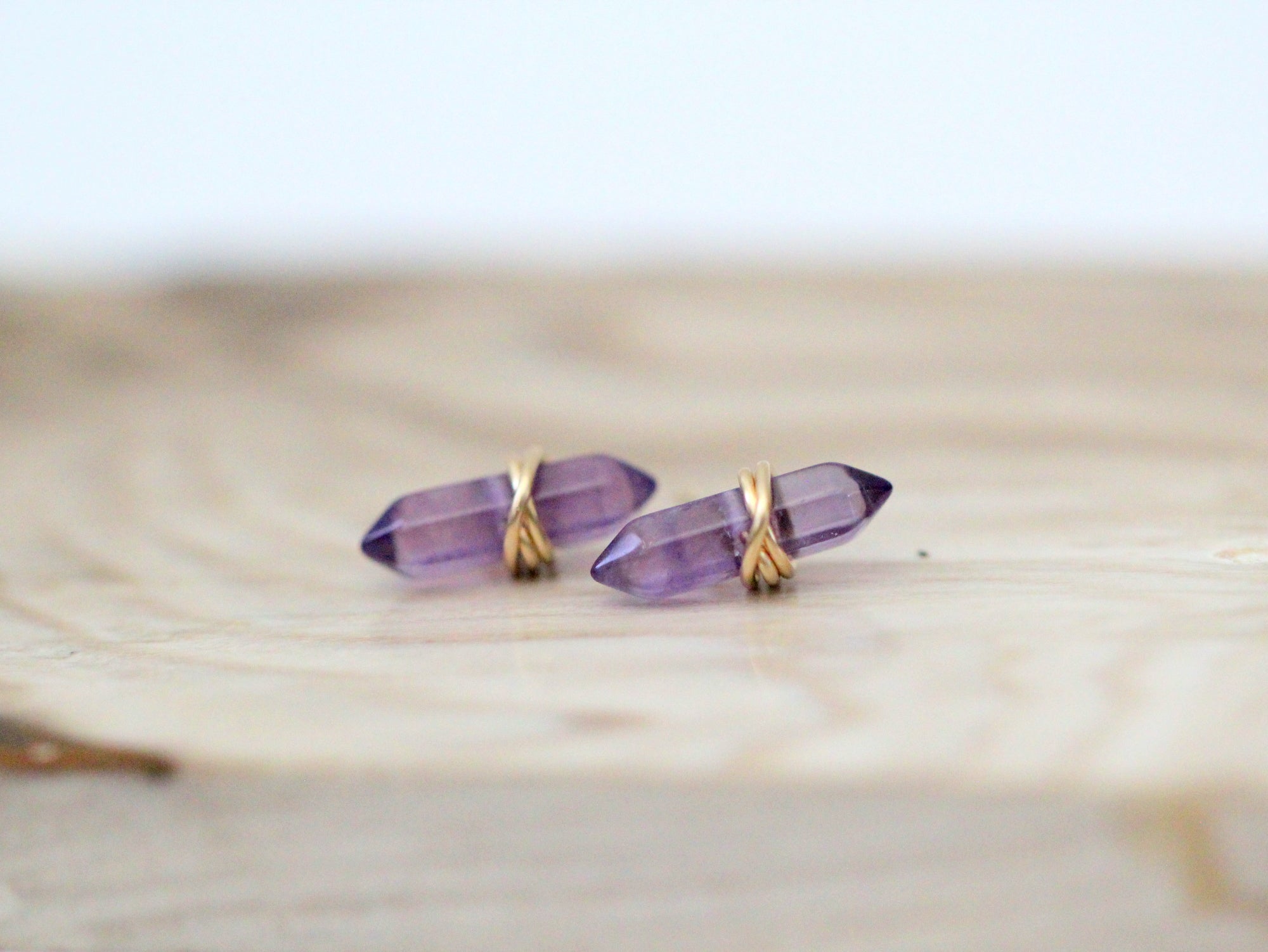 Crest Studs - Amethyst