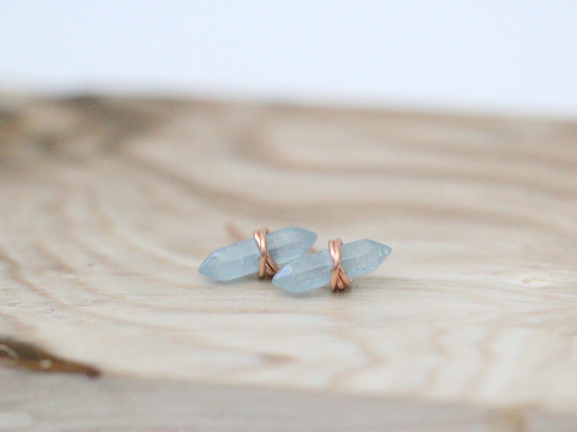 Crest Studs - Aquamarine