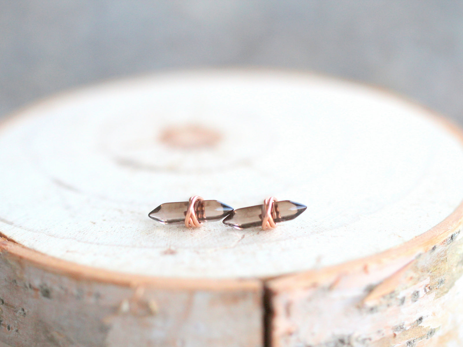 Crest Studs - Smoky Quartz