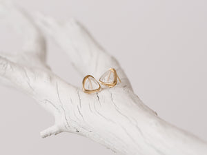 Petite Triangle Studs - Crystal Quartz