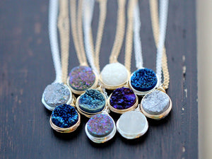 Druzy Bezel Pendant Necklaces ( NEW COLORS )