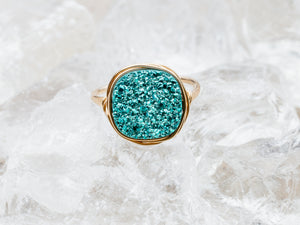 Druzy Cushion Cut Cocktail Ring - Teal