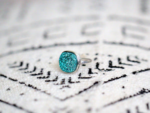 Druzy Cushion Cut Cocktail Ring - Teal