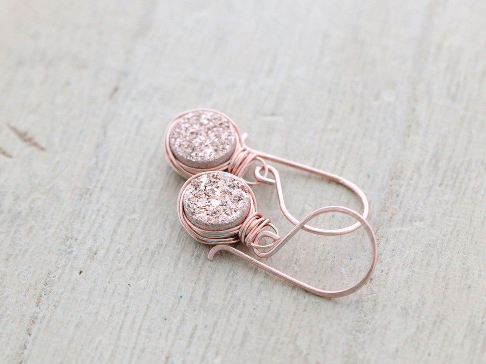 Druzy Bezel Drops - Gilded Rose Gold