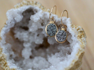 Druzy Oval Drops - Platinum