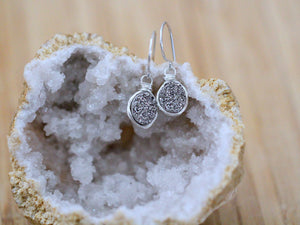 Druzy Oval Drops - Platinum