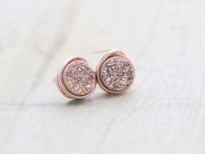 Gilded Rose Gold Druzy Studs