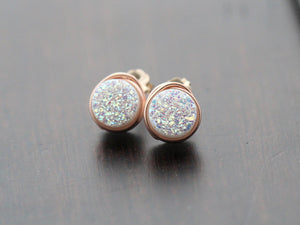 Petite Druzy Studs - Confetti Cream