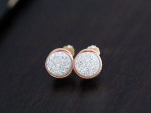 Petite Druzy Studs - Confetti Cream