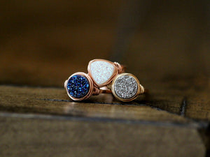 Cobalt Round Druzy Ring - 8mm