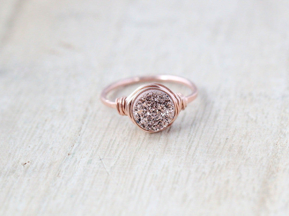 Gilded Rose Gold Druzy Ring