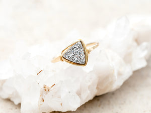 Druzy Triangle Ring - Platinum