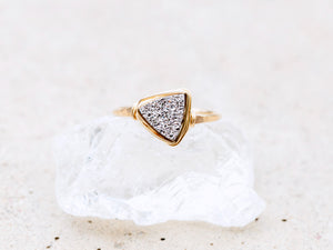 Druzy Triangle Ring - Platinum