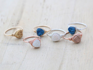 Druzy Triangle Rings