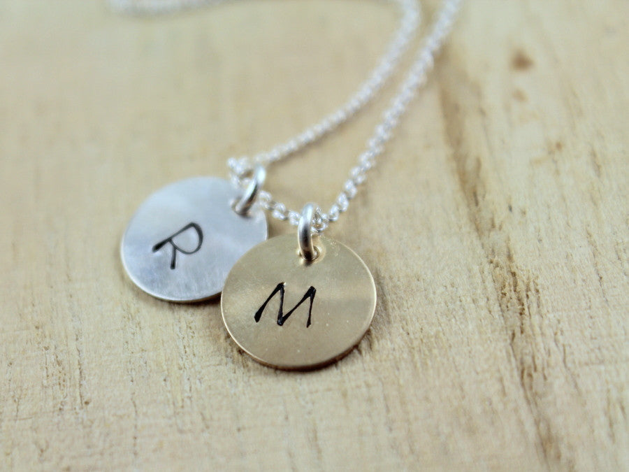 Stamped initial necklace hot sale