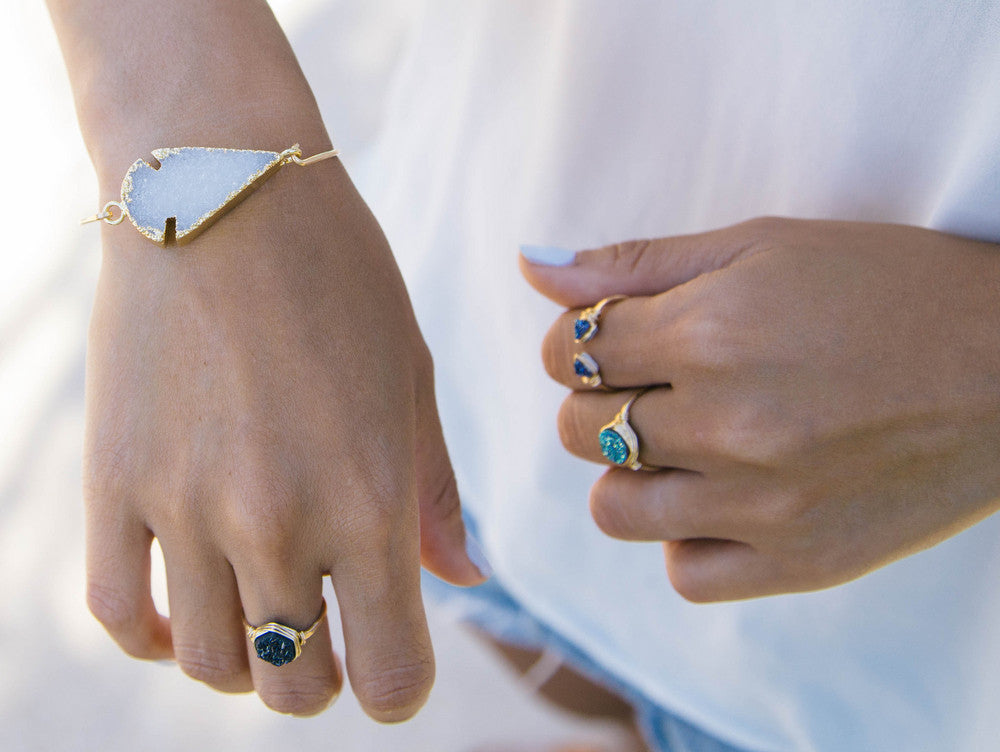 Arrowhead Druzy Bracelet - Snow