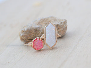 Long Hexagon Ring - Cottontail