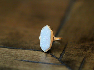 Long Hexagon Ring - Cottontail