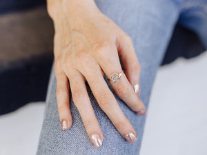 Hexagon Druzy Ring - Platinum