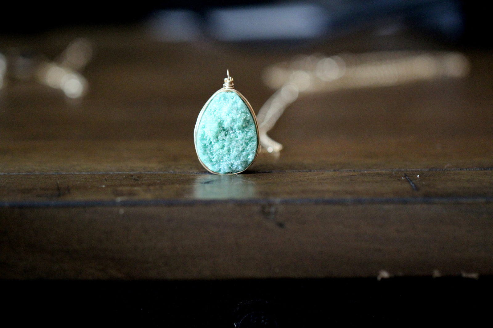 Druzy XL Teardrop Necklace - Buttermint