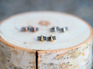 Baguette Studs - Black Sunstone