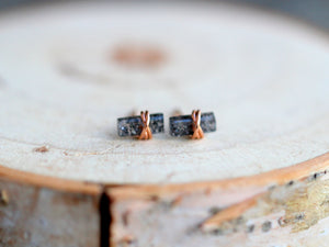 Baguette Studs - Black Sunstone