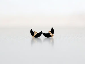 Mini Moonbeam Studs - Black Agate