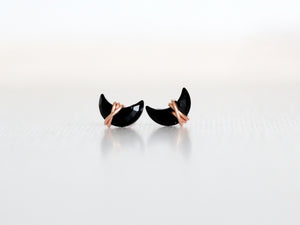 Mini Moonbeam Studs - Black Agate