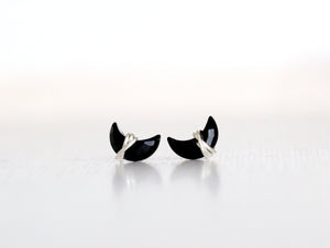 Mini Moonbeam Studs - Black Agate