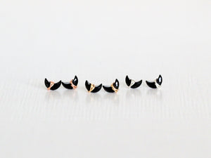 Mini Moonbeam Studs - Black Agate