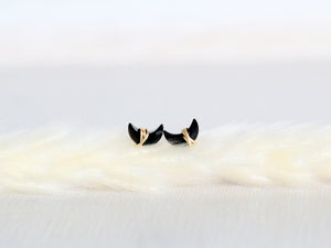 Mini Moonbeam Studs - Black Agate