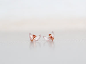 Mini Moonbeam Studs - Rose Quartz