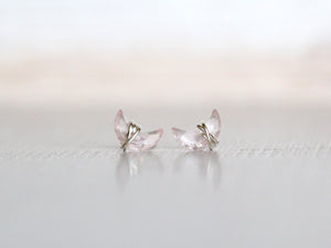 Mini Moonbeam Studs - Rose Quartz