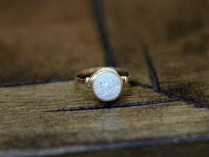 Confetti Cream Round Druzy Ring - 8mm