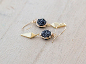 Stiletto Hexagon Earrings - Eclipse