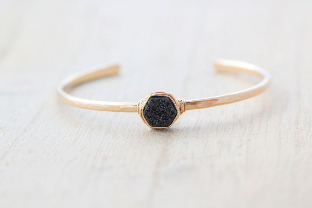 Druzy Hexagon Cuff - Eclipse