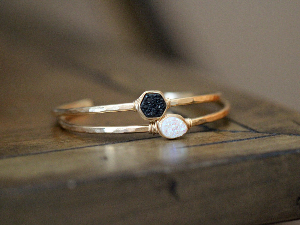 Druzy Hexagon Cuff - Eclipse