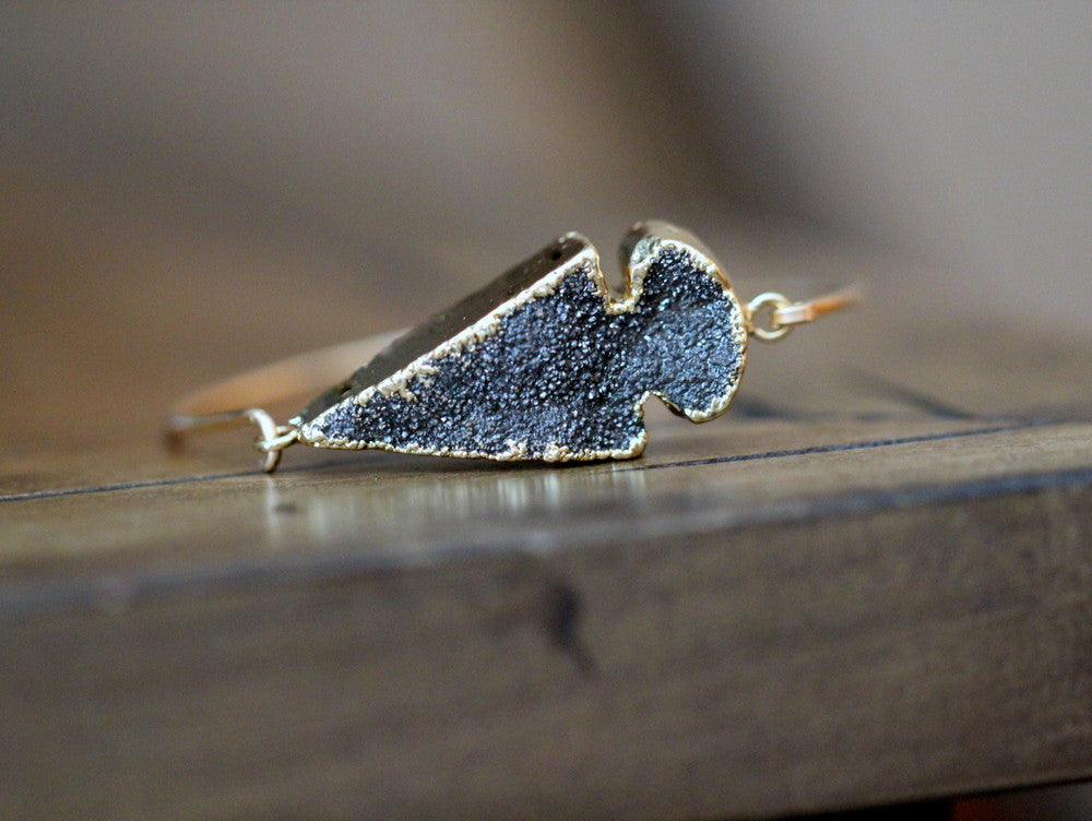 Arrowhead Druzy Bracelet - Coal Miner