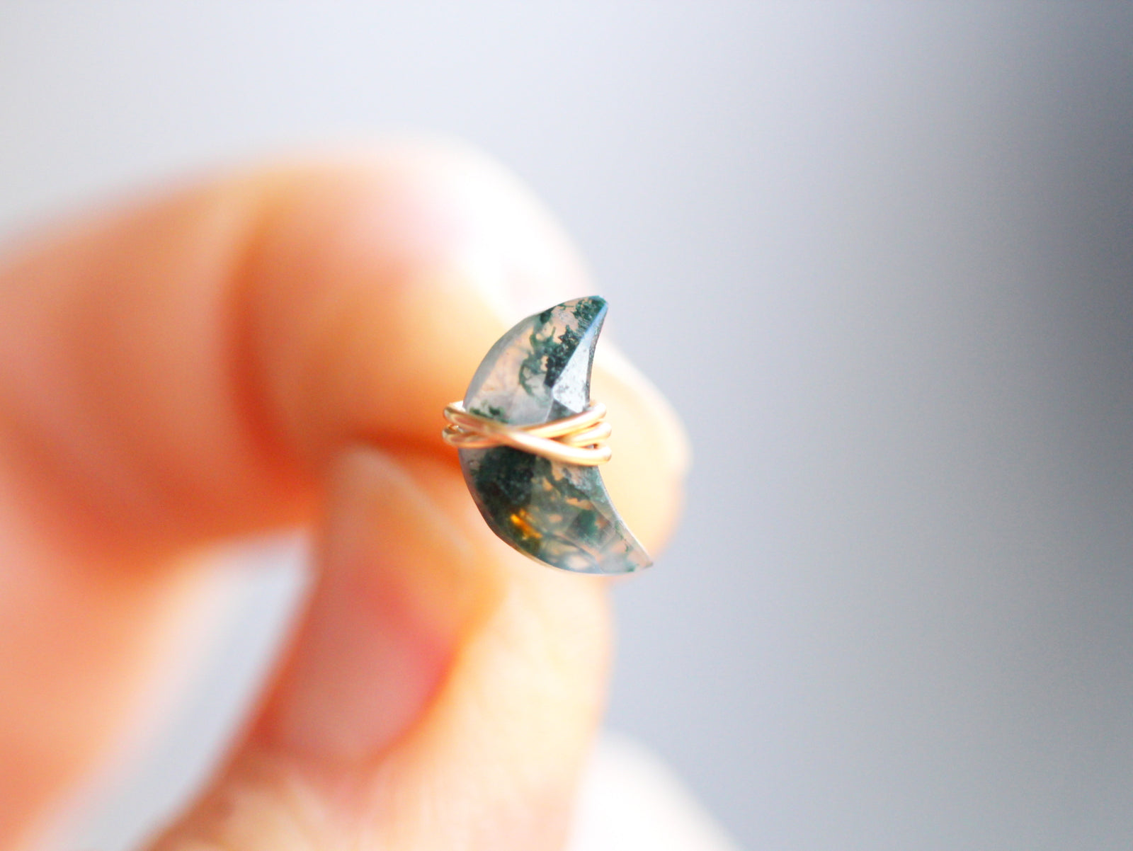 Moonbeam Studs - Moss Agate