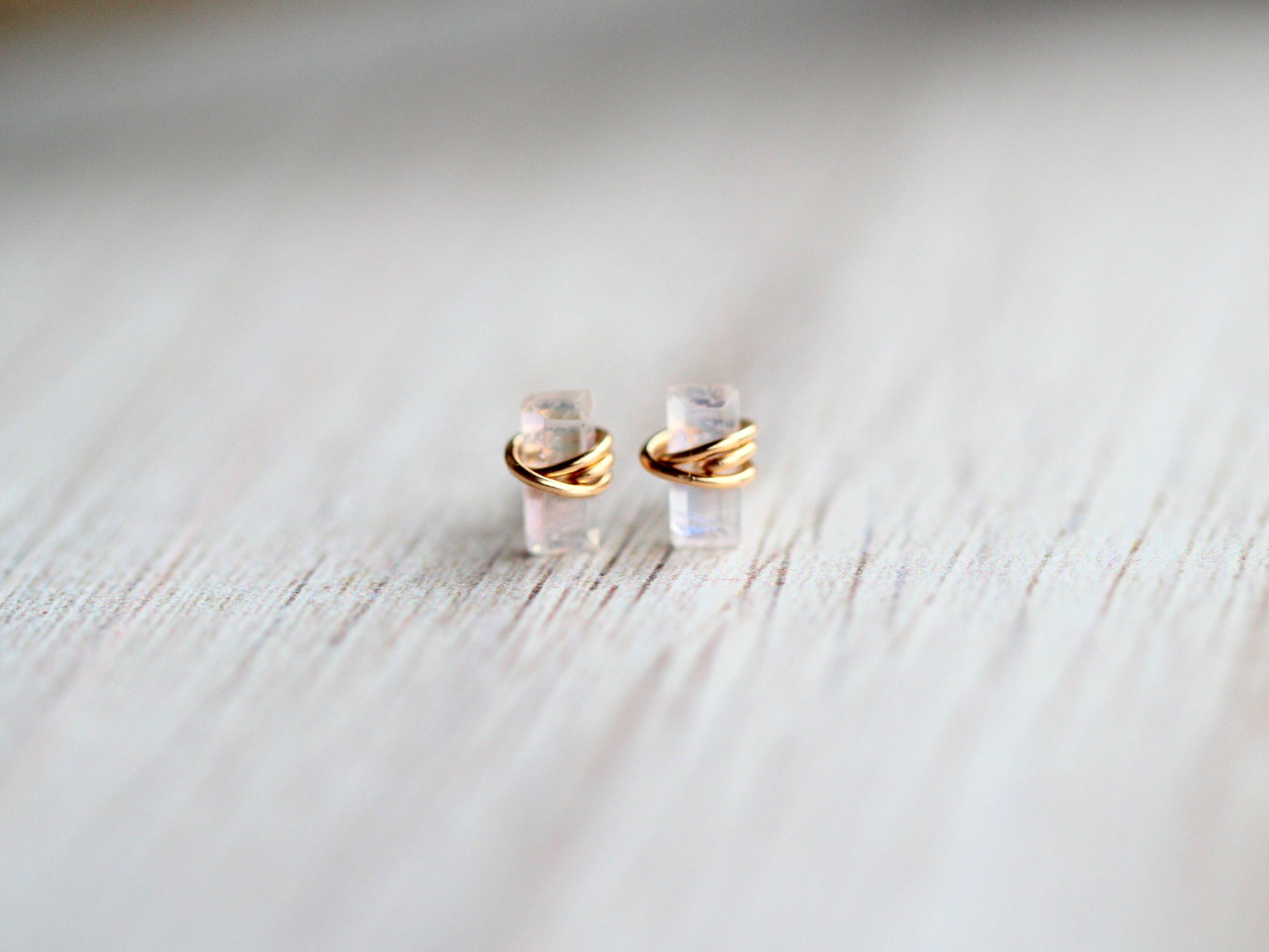 Baguette Studs - Moonstone