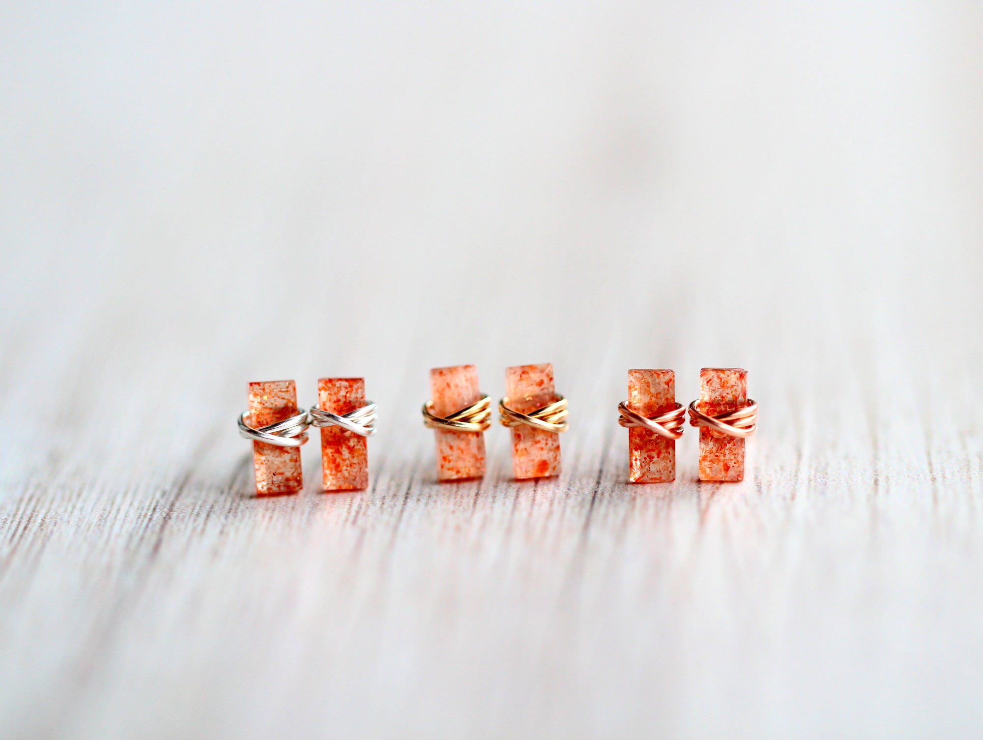 Baguette Studs - Sunstone