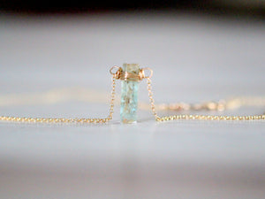 Raw Aquamarine Caged Necklace