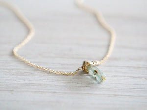 Raw Aquamarine Caged Necklace