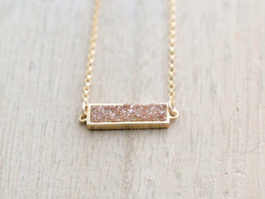 Druzy Baby Bar Necklace - Clementine